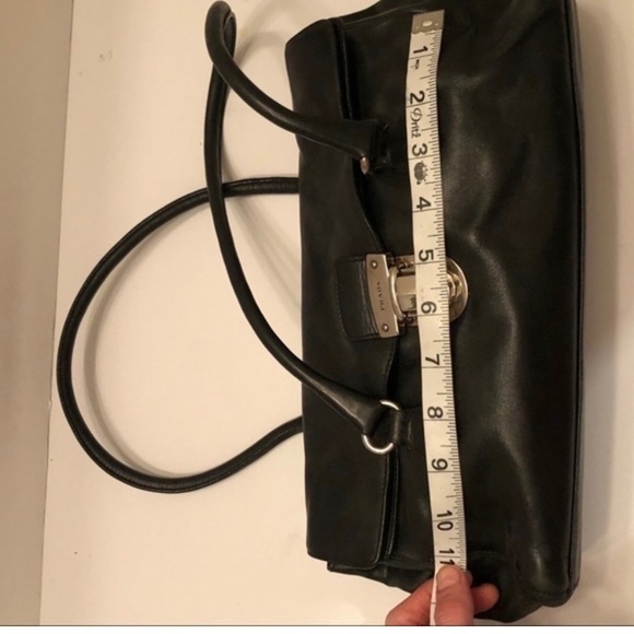 Prada black leather handbag w/ cards - Picture 8 of 11